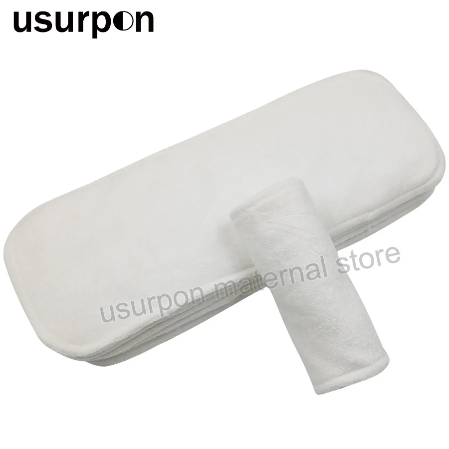 

[usurpon] 5 pcs Bamboo fiber Insert 4 layers Washable baby diaper insert super soft bamboo insert for baby nappies