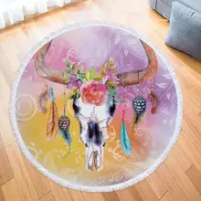 150 см круглое пляжное полотенце голова антилопы для душа из микрофибры полотенце S круг богемное банное полотенце s шаль одеяло для пикника пляжное покрывало