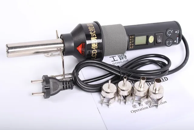baratas 220 v 450 w Graus LCD Eletrônico Ajustável de Calor Pistola de Ar Quente Estação De Solda Desoldering IC SMD Retrabalho BGA 4 bocal 8018LCD