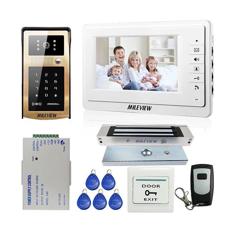 

FREE SHIPPING New 7 inch Color Screen Video Door Phone Intercom Kit+ RFID Keypad Unlock Outdoor Camera + Electric Magnetic Lock