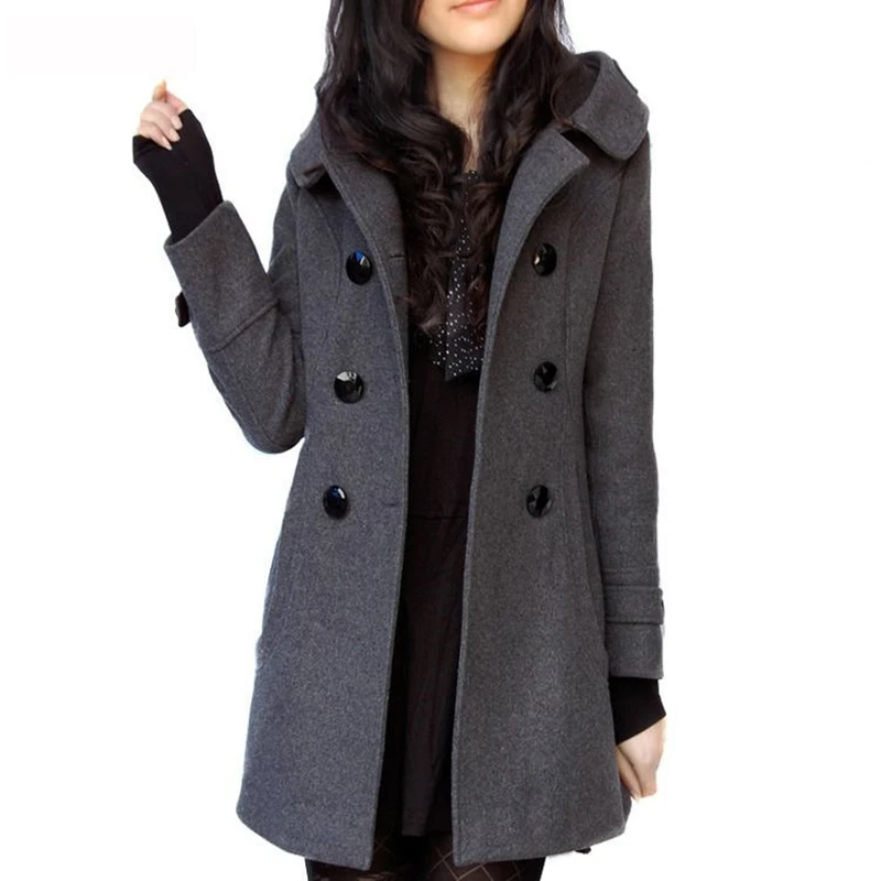 

Autumn Women Coats Winter 2019 Hooded Woolen Cashmere Cotton Coats and Jackets Women Casual Slim Plus Size Wool Blends Long Coat