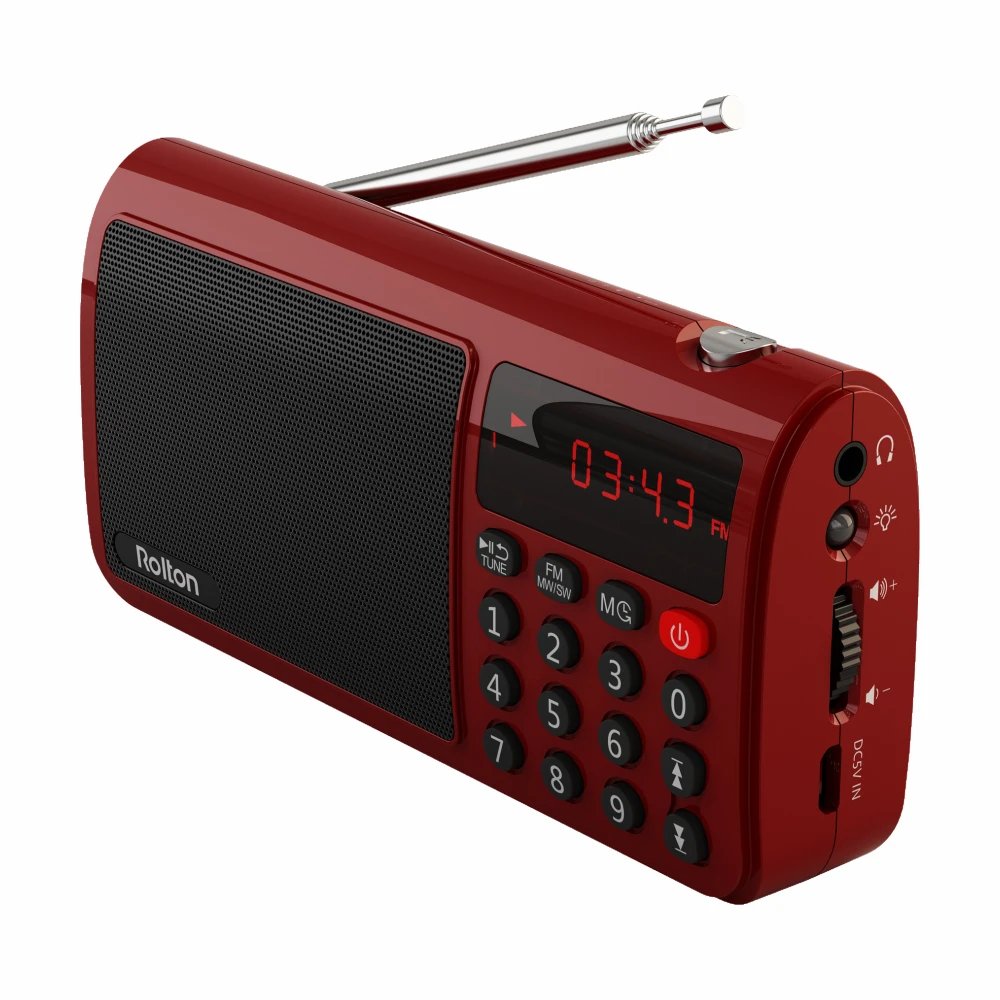 Портативный FM радиоприемник Rolton T50S для ПК iPod телефона FM/MW/SW музыкальный плеер Mp3