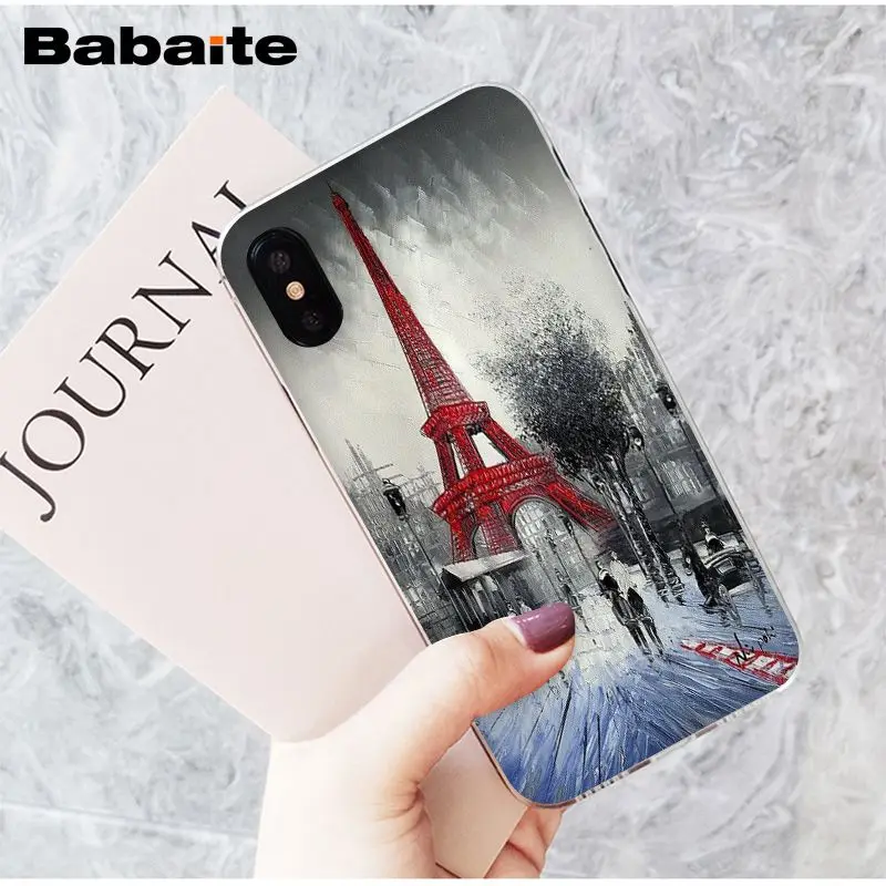 Black White Red Paris Eiffel Tower Cityscape Couple Oil Painting