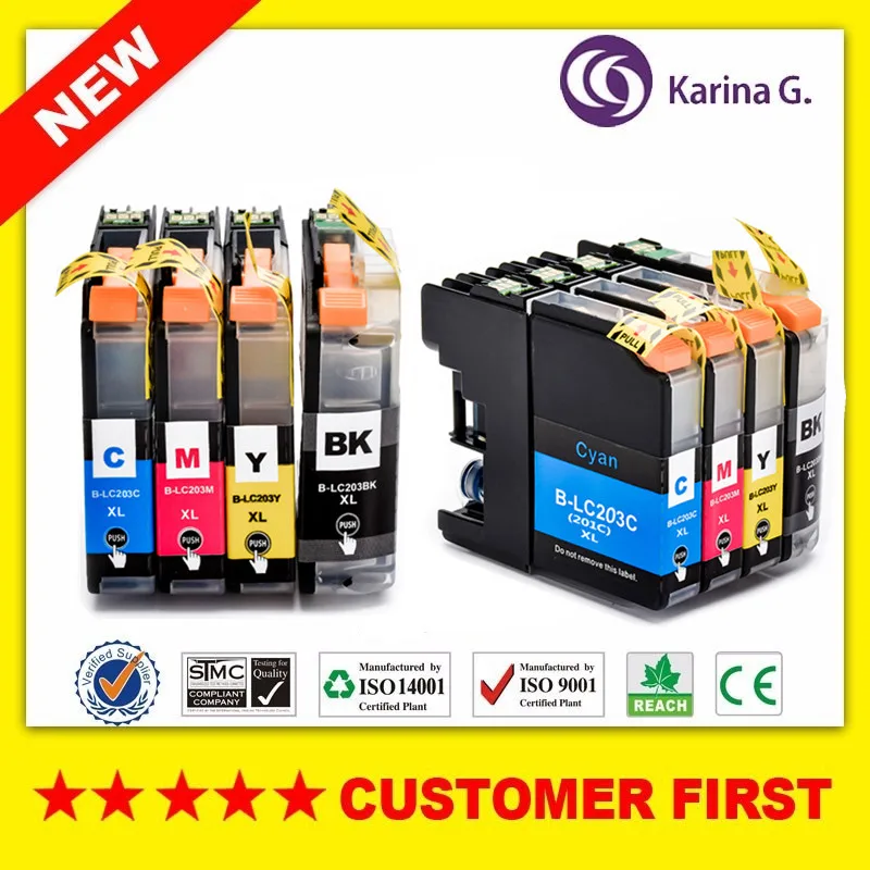 2sets printer Ink Cartridges for Brother LC203 LC201 For Brother MFC