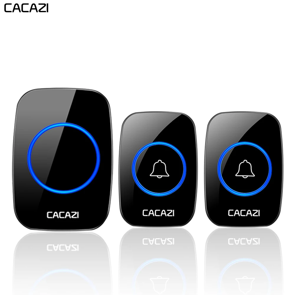 

CACAZI Home Wireless Doorbell waterproof Push Button US EU UK Plug Receiver Smart Cordless Door Ring Bell 60 chimes 5 Volume