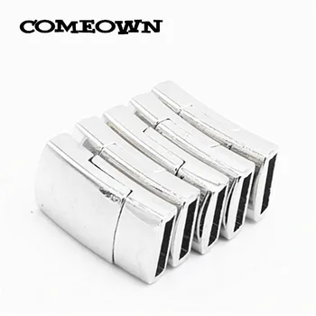 

COMEOWN Wholesale 20pcs Arc-shaped Magnetic Clasps fitting Flat Leather Cord End Caps DIY Jewelry Clasps for Bracelets Necklaces
