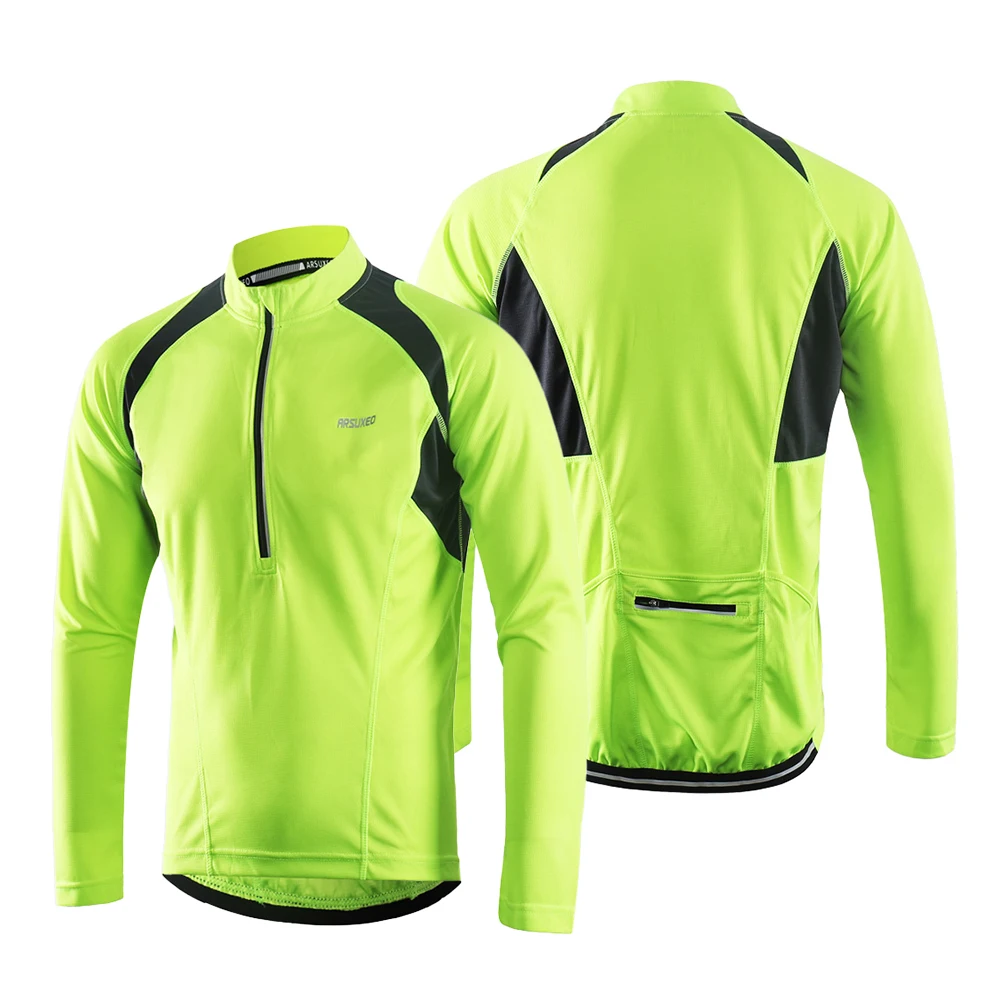 Arsuxeo Cycling Jersey Men's Long Sleeve Lightweight Quick Dry Bike