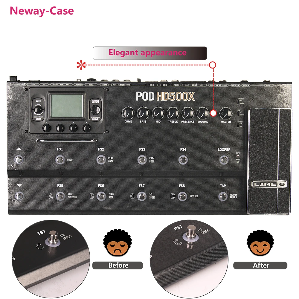 Neway-Case Electric Guitar Effects Protector Film For LINE 6 POD HD500X  Guitar Effect Pedal Case Accessories