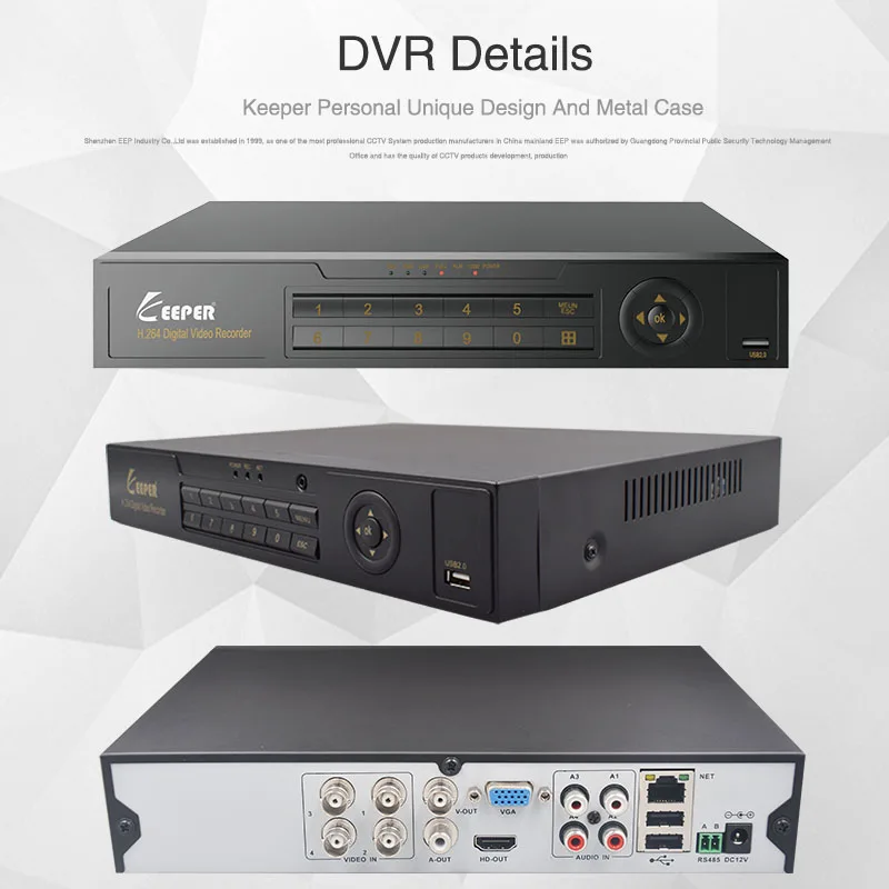  KEEPER 4 Channel 1080N 5 In 1 For CCTV Kit VGA HDMI Security System Mini NVR For 1080P IP Camera On