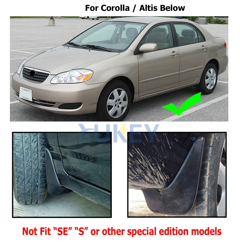 Брызговики для Toyota Corolla 120 Altis 2002 2003 2004 2005 2006 2007 2008 литые седан брызговики