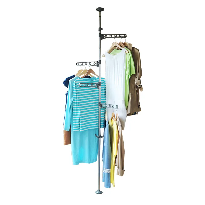 ABS PP стальной пол к потолку вешалка для одежды сушилка с стоячим типом вешалка для одежды