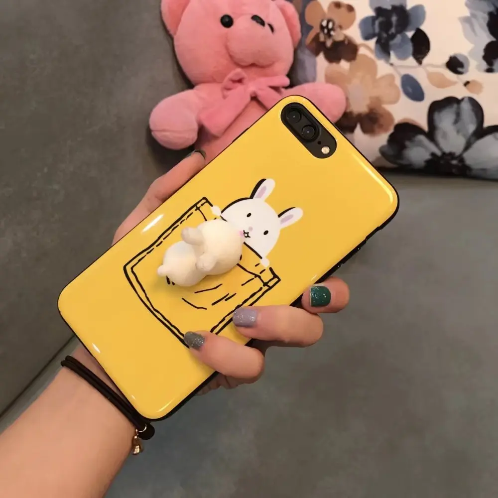 Чехол для Телефона iPhone 6 6 S 6 Plus 3D Симпатичные мягкие силиконовые мягкими кролик Fundas для iPhone 7 плюс крышка животных Курица Coque