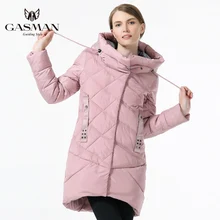 GASMAN Brand Winter Jacket Women 2018 Medium Length Thick Down Parka Fashion Hooded Overcoat For Women Clothes Winter Pink Color