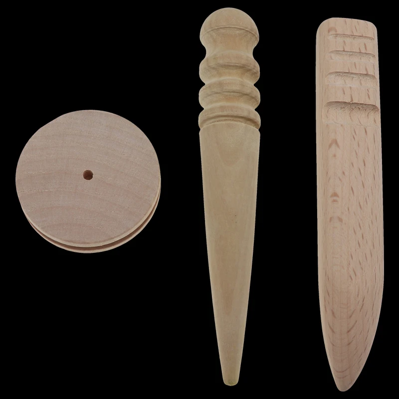 Best, Multi-Size Wood Slicker Leather Leathercraft Solid Wood Round Burnishing Edge for Polished Edge Leather Craft Working Tool