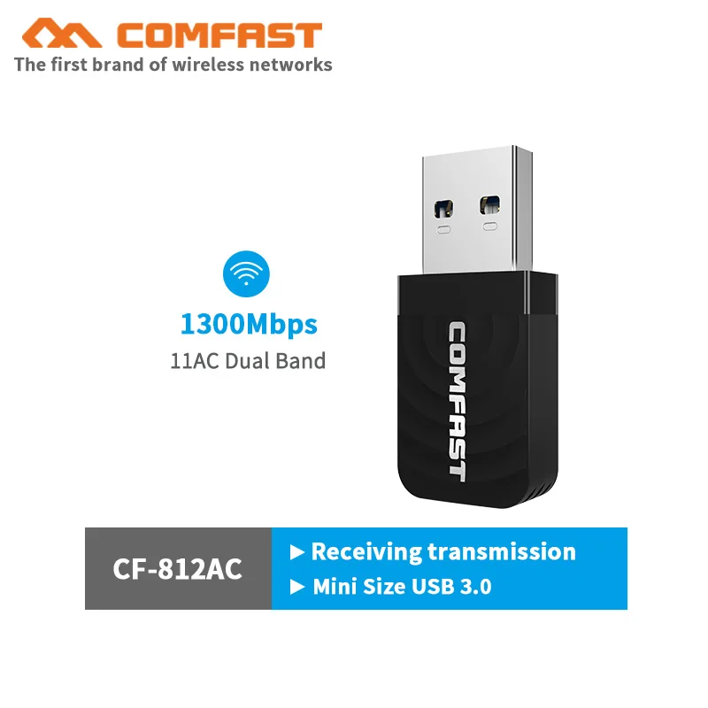 

1300Mbps Mini USB Wifi adapter CF-812AC Wifi Ethernet USB 3.0 Network Card 802.11ac 2.4G/5.8G Dual Band Wifi receiver antenna