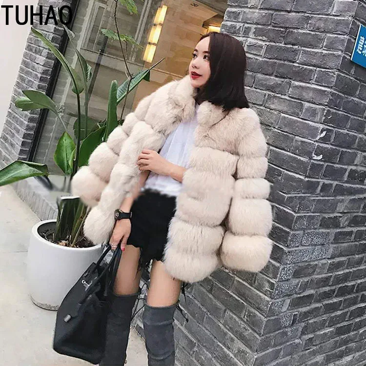 TUHAO женская шуба и куртка размера плюс 3XL 2XL элегантная уличная женская шуба из искусственного меха Повседневная пушистая зимняя женская Caost