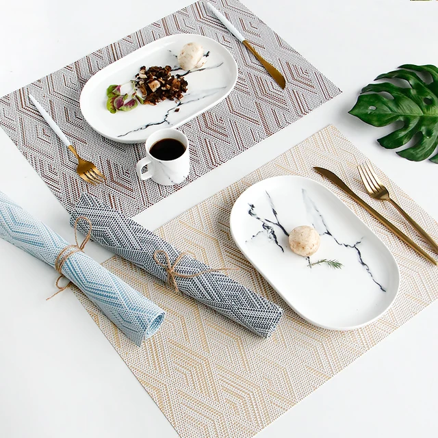 High end Pattern PVC Placemat Easy Clean Dining Table Mat Disc Pads