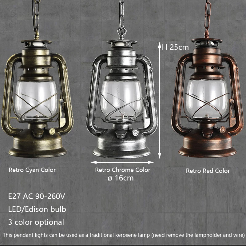 Retro Vintage Lantern Kerosene Pendant Lamp E27 Lights Linghting Ceiling Fixture Retro Vintage Lantern Kerosene Pendant Lamp E27 Lights Linghting Ceiling Fixture