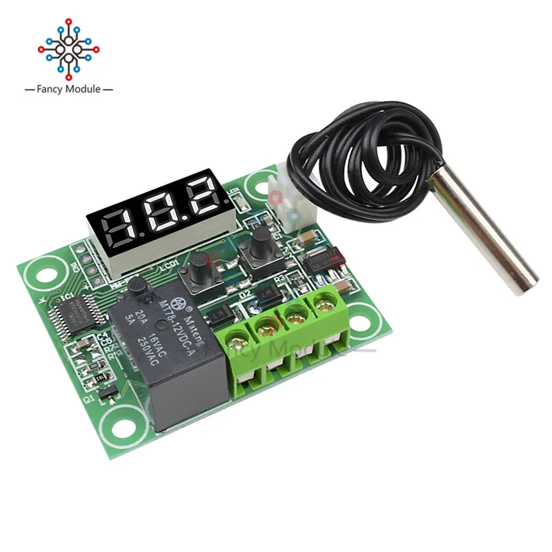 

W1209 White LED Digital Thermostat Temperature Control Thermometer Thermo Controller Switch Module DC 12V Waterproof NTC Sensor