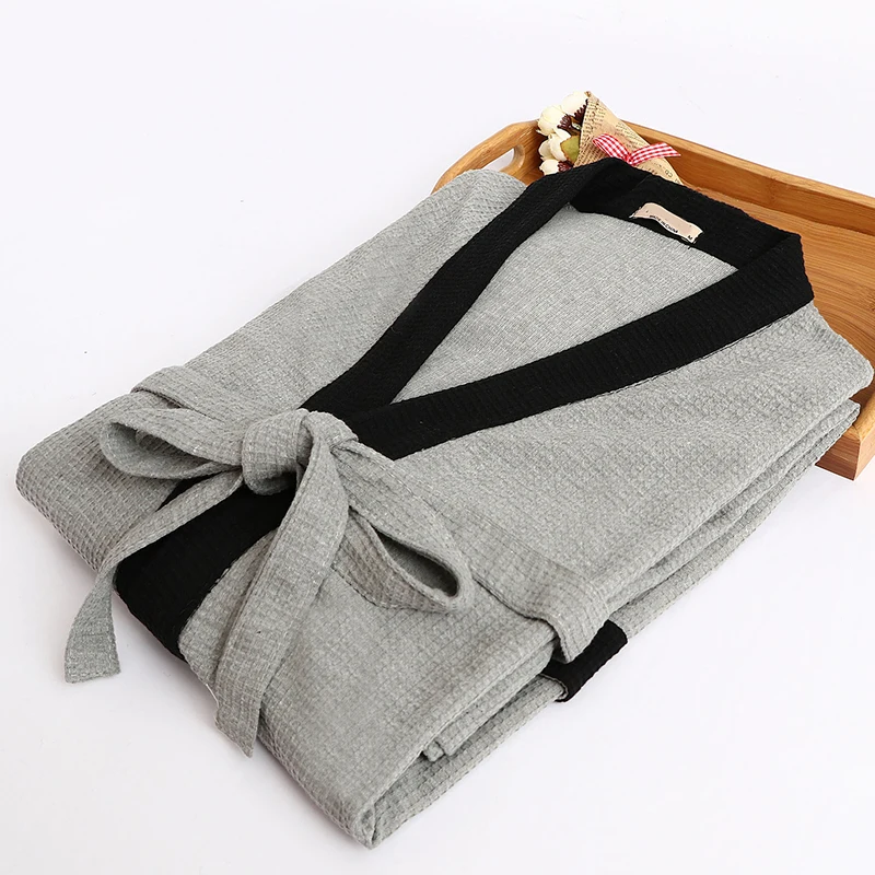 TSINGYI 3/4 sleeve Bathrobe Men Cotton Ochtendjas Men Nightgown Waffle Male Robe Bathrobe Sauna Bath Kimono Robes Gowns Pajamas