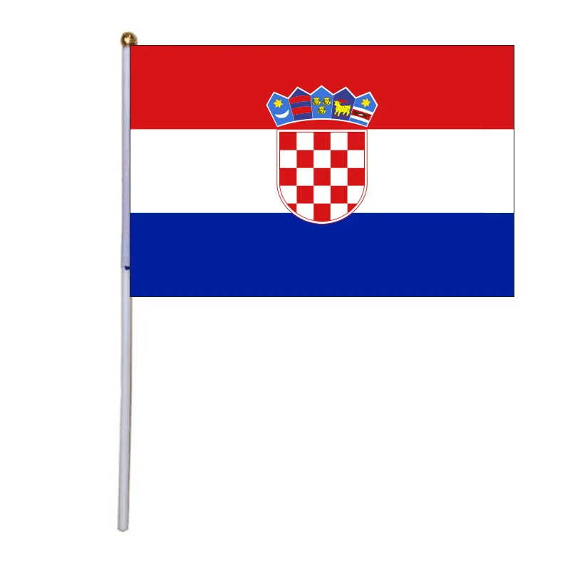 

free shipping xvggdg 100pcs 14 * 21cm Croatia hand flag Promotion Wholesale Small Croatia Hand Waving National Flag