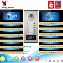 YobangSecurity Video Intercom 7 inch Monitor Video Door Phone Doorbell Camera RFID Access With Video Recording for 12 Apartment