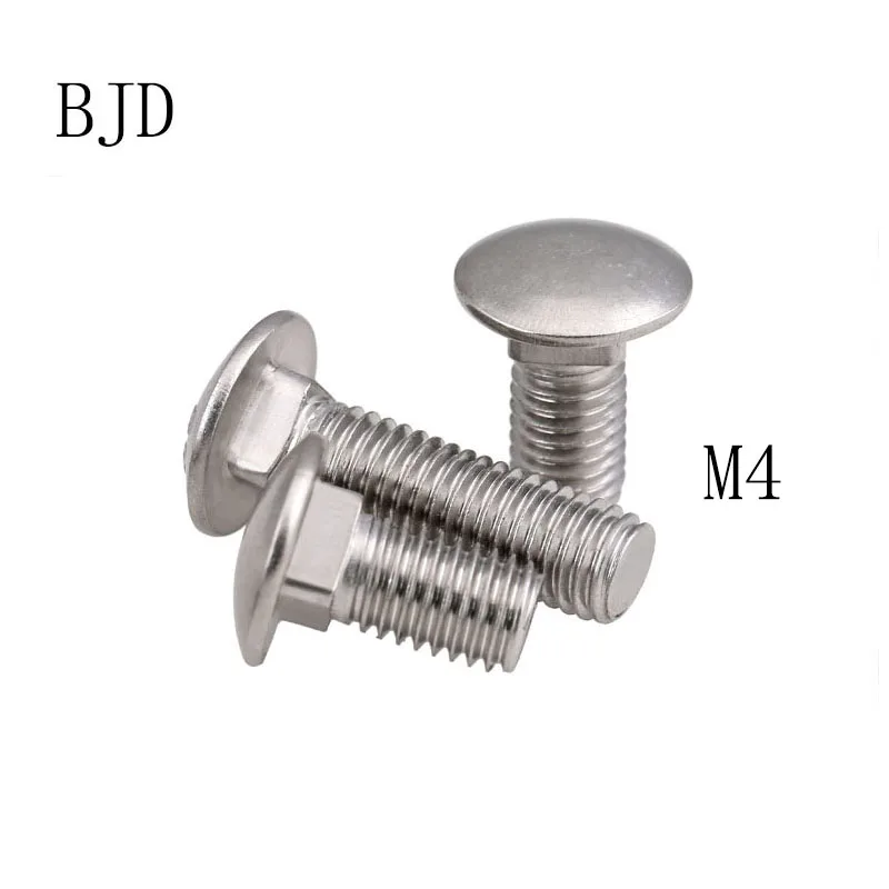 20Pcs M4*16/20 GB12 DIN603 Stainless steel carriage bolts semi round