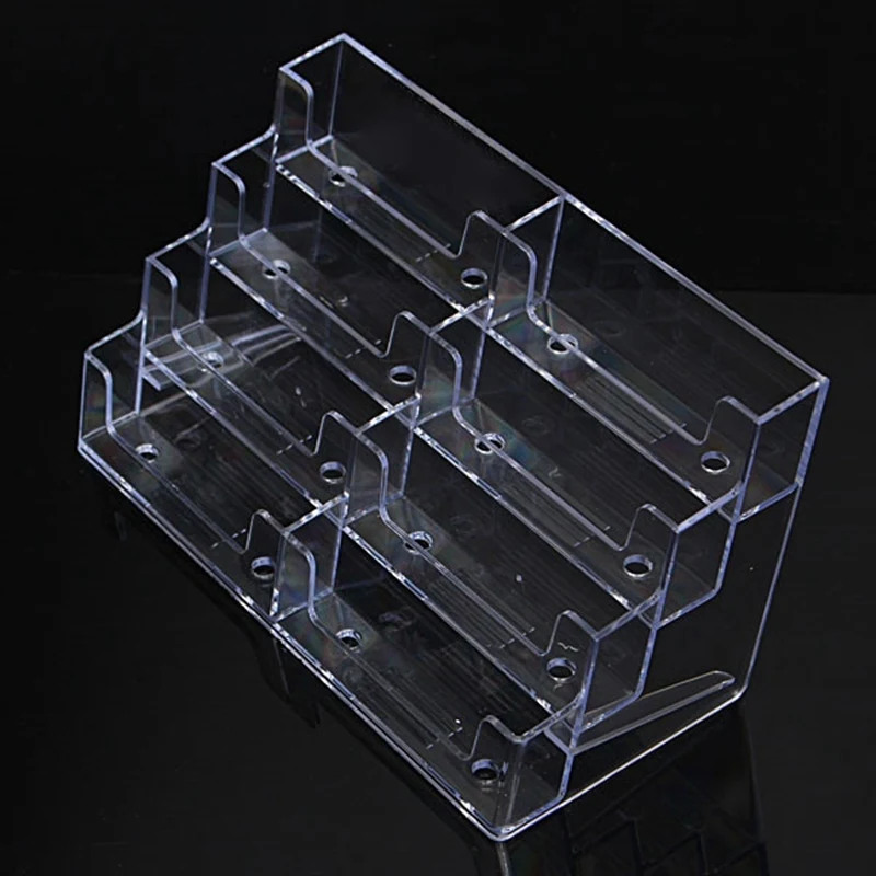

Portable Desktop Business Card Holder 8 Pockets Stand Clear Transparent Acrylic Counter Display Stand Office Home Supplies