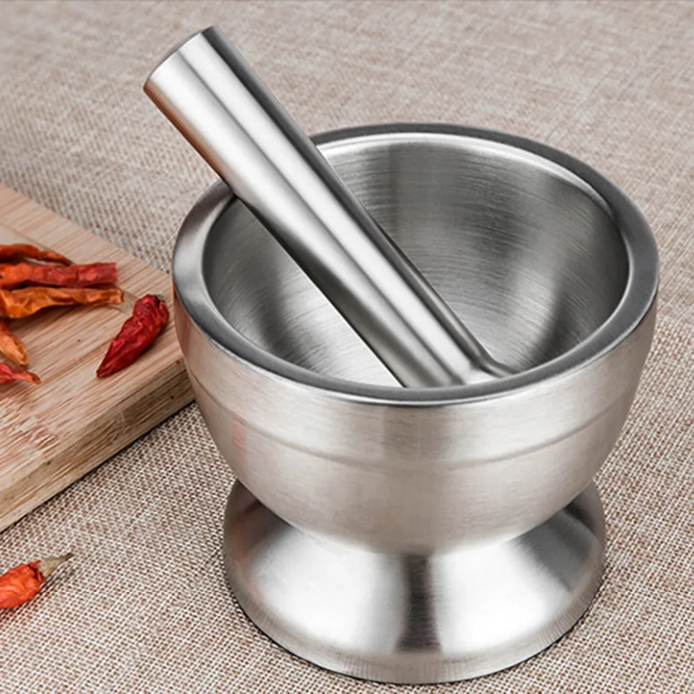 Double Stainless Steel Garlic Press Pot Garlic Grinder for Pepper Chillies Dried font b Foods b