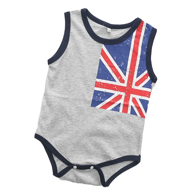 Одежда для новорожденных унисекс детские комбинезоны для маленьких мальчиков для девочек комбинезон без рукавов Национальный флаг