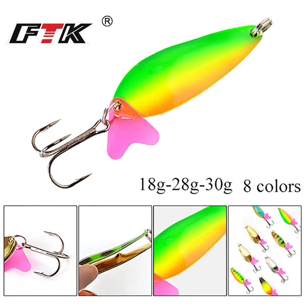 

1PC 8Colors Metal Spinner Fishing Lure Hard Baits Spoon 7.5cm/35g With 35647BN 1# Hook Sequin Paillette Wobbler Pesca Tackle