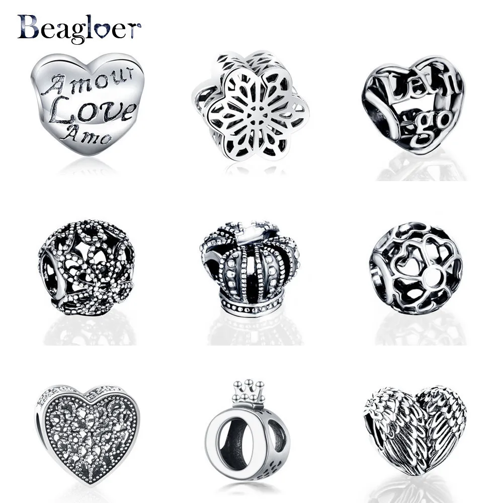 

Beagloer Cute Heart 925 Silver Diy Beads Charm Fit Original Pandora Bracelet Trinket Jewelry for Women Making Gifts Accessories