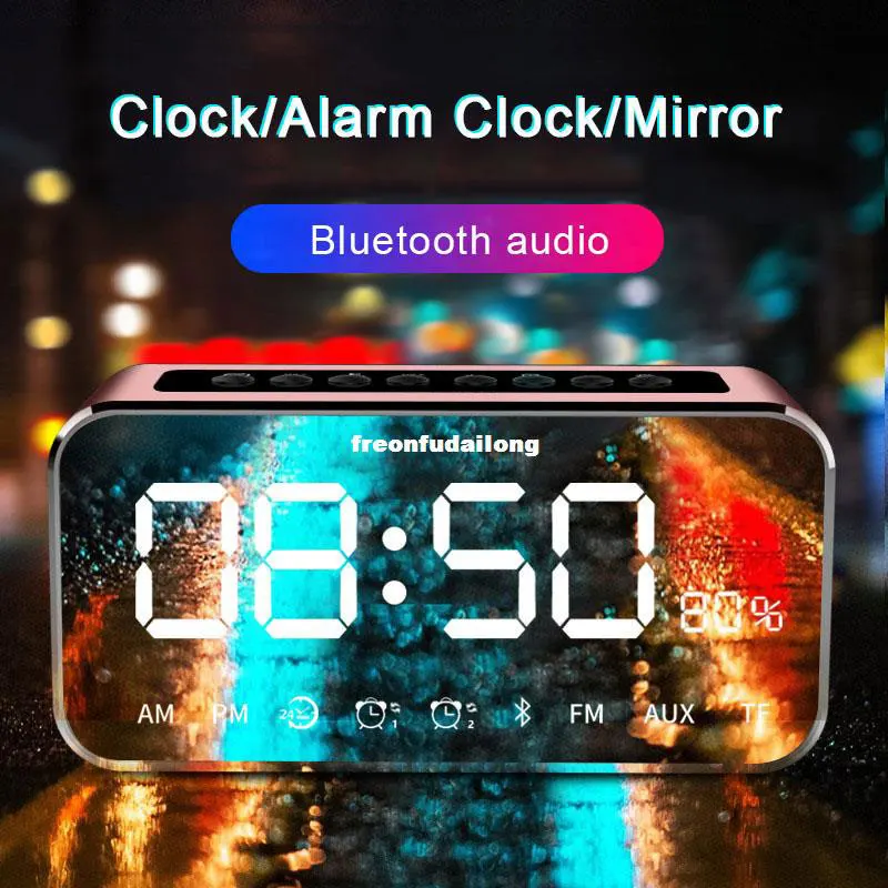 Портативный Bluetooth4.0 Динамик Bass Беспроводной светодиодный дисплей Будильник