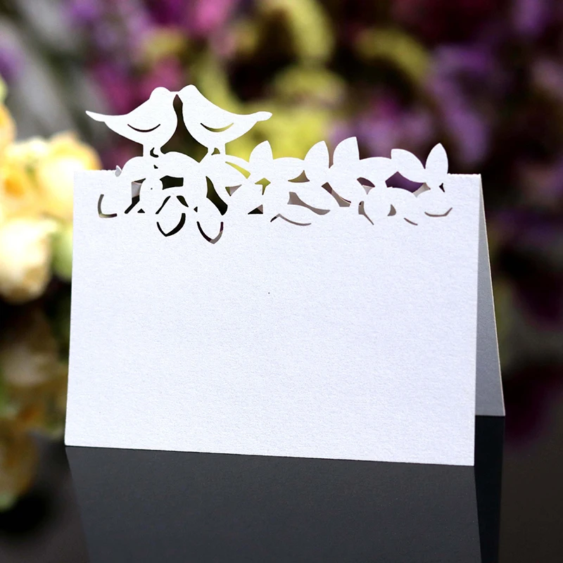 50Pcs Card Wedding Name Place Card Party Decor Tree And Bird Design Card 