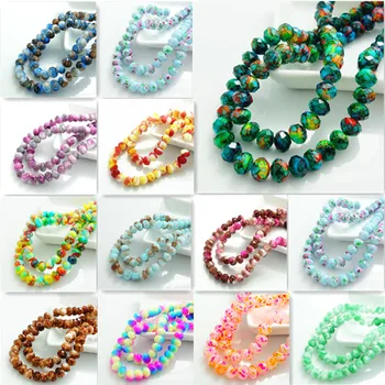 

Wholesale Colors 80pcs Rondelle Faceted Crystal Glass Loose Spacer Beads DIY 8mm