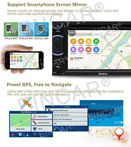 Cheap Eincar RAM 2G ROM 32G Octa Core Stereo in Dash Double din 6.2inch Android 5.1 System support CD DVD 1080P Video GPS Navigation B 2