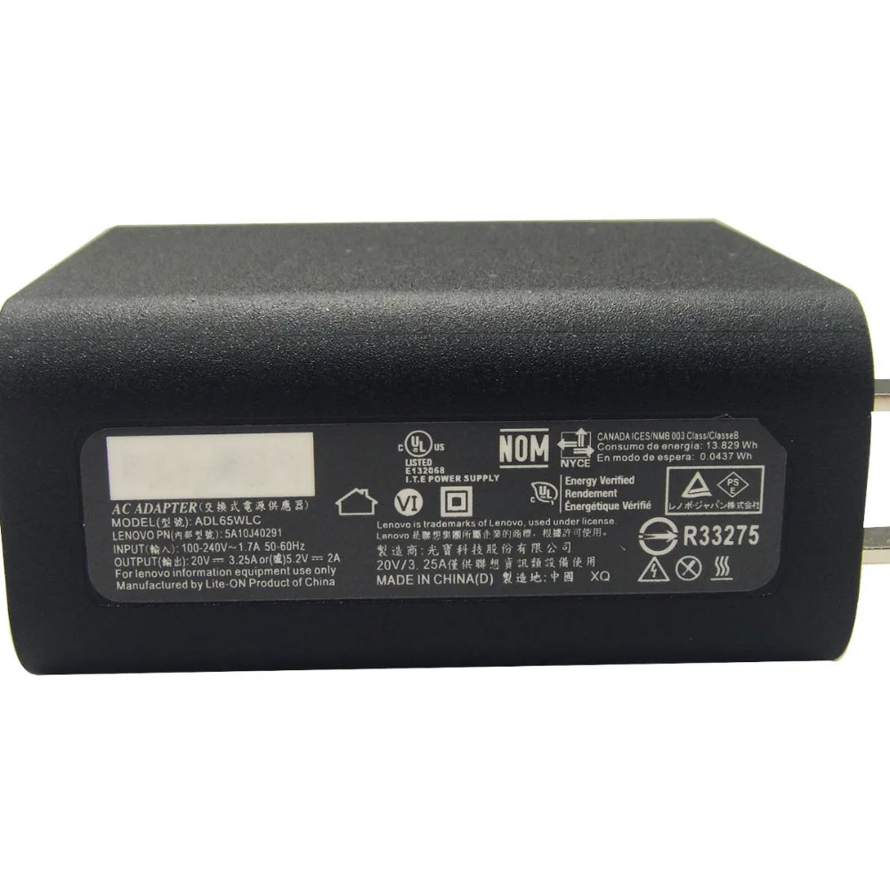 Лидер продаж 20 в 3.25A 5 2 2A 65 Вт USB ноутбука Питание для lenovo Йога 3 Pro Ultrabook ADL65WLC 5A10J40291