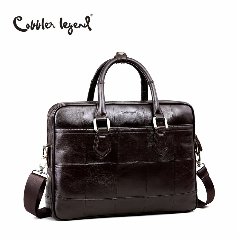 Cobbler Legend Brand Designer Men's Real Leather Briefcase Bag For Male Crossbody Bags For 15'' Laptop Business Bag 0907159-A-1