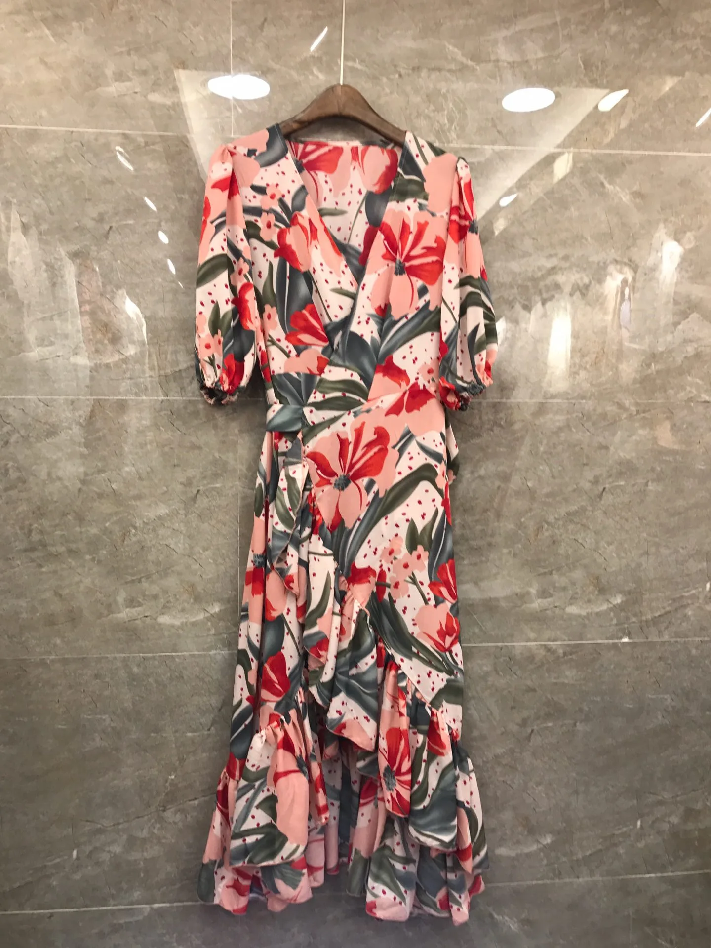 

2019 New Print V-Neck Irregular Fashion Dresses For Women Freeshipping