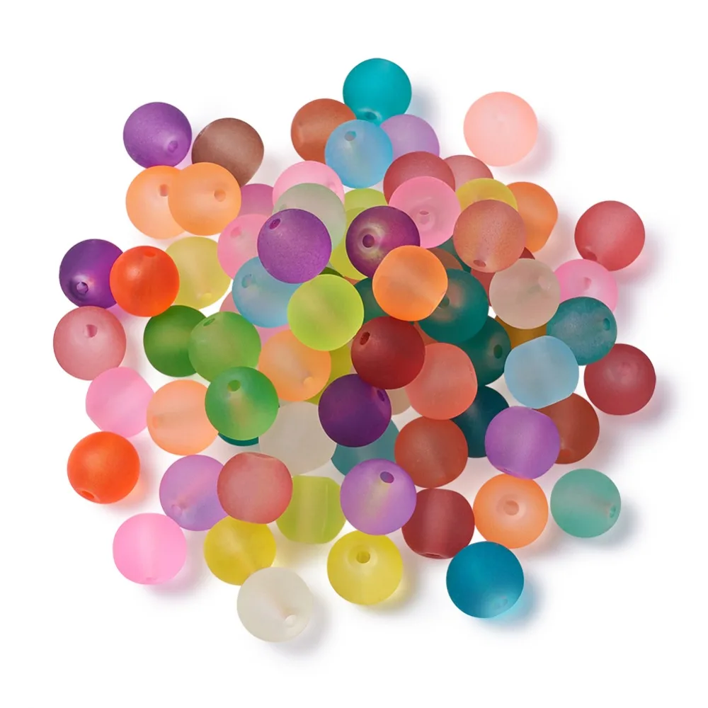Разноцветный Прозрачный матовый Стекло круглые бусины 4 6 8 10 мм отверстие: 1 мм; около 100 шт./пакет, 5 пакетов/лот
