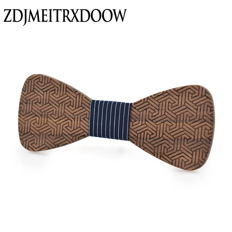 

2017 brand new wood bow print Chinese style window flower suit banquet, wooden bow tie business wooden tie package gift box