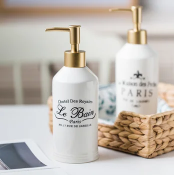 

Nodic Ceramic Dispenser Hand-press Soap Bottle Bath Shower Liquid Bottle Shampoo & Conditioner Travel Portable Soap BottlesLF276