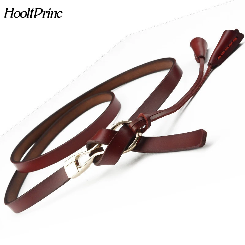 

BrandWomen's Belt Alloy Ellipse buckle Tie a knot casual fasion Belt Solid color genuine leather Belt Multicolor optional
