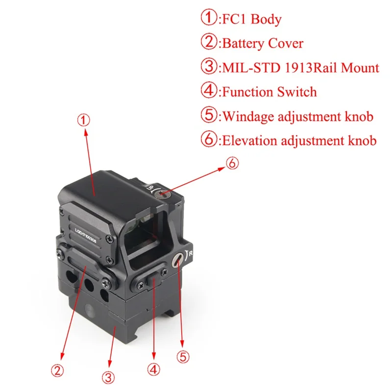 FC1 2MOA Red Dot Sight Scope Collimated Prismatic Reflex  Sight fit 20mm Rail for Hunting Airsoft RL5-0041 (23)