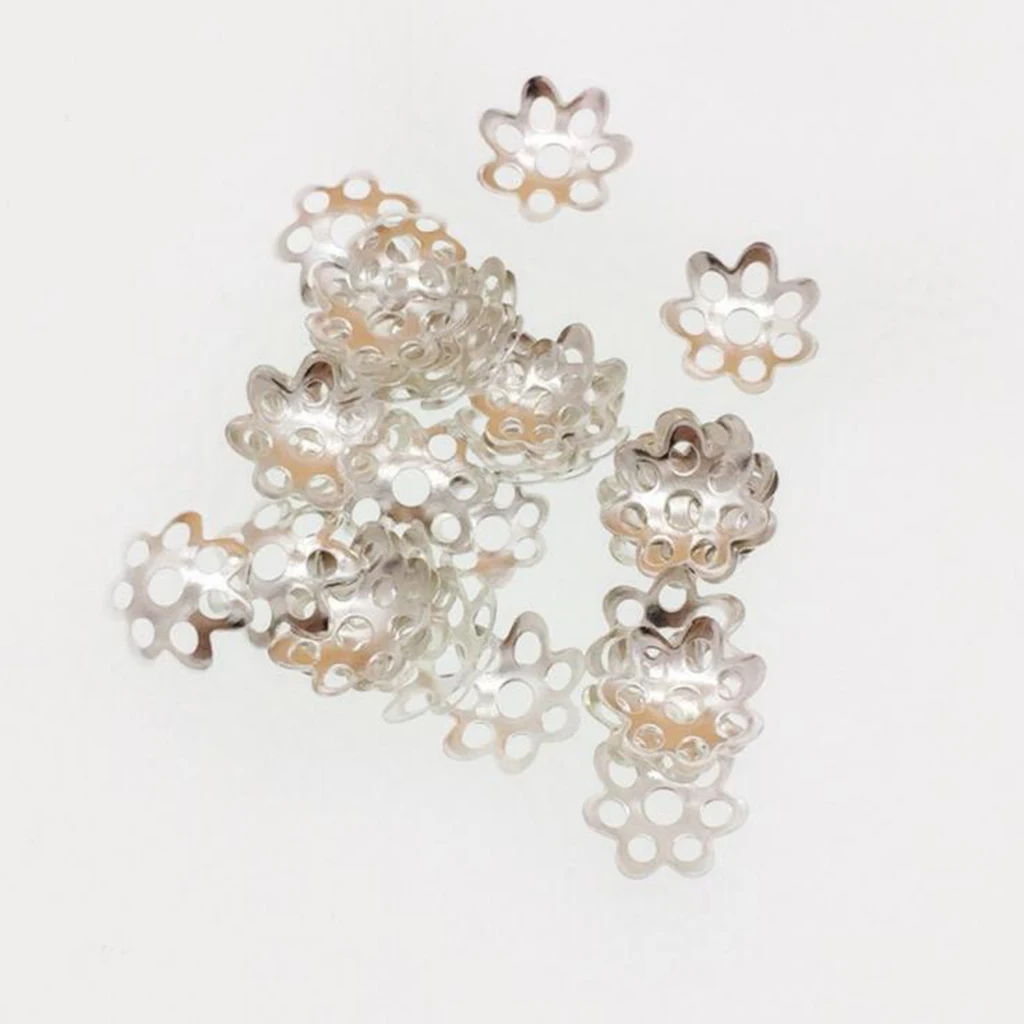 900 Pieces Assorted Color Metal Filigree Flower Bead Caps Jewelry Making Findings Accessories for Beading DIY Crafts 8mm