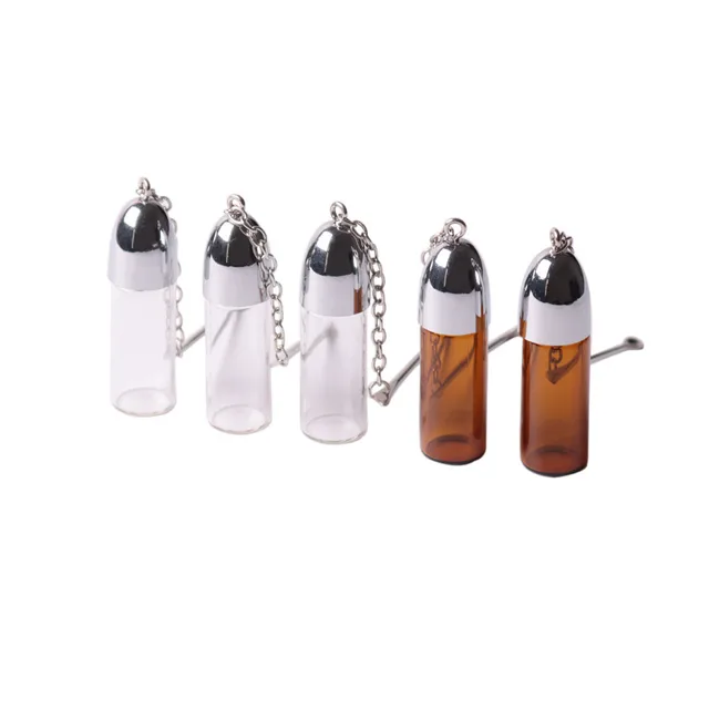 5pcs/Lot Glass Bullet Snorter Snuff Bottle with Metal Spoon Snorter