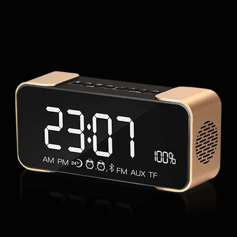 

Wireless Bluetooth Speaker Mirror LED Alarm Clock Subwoofer Bluetooth Haut-parleur Hifi Music Surround Sound System MP3 Speaker