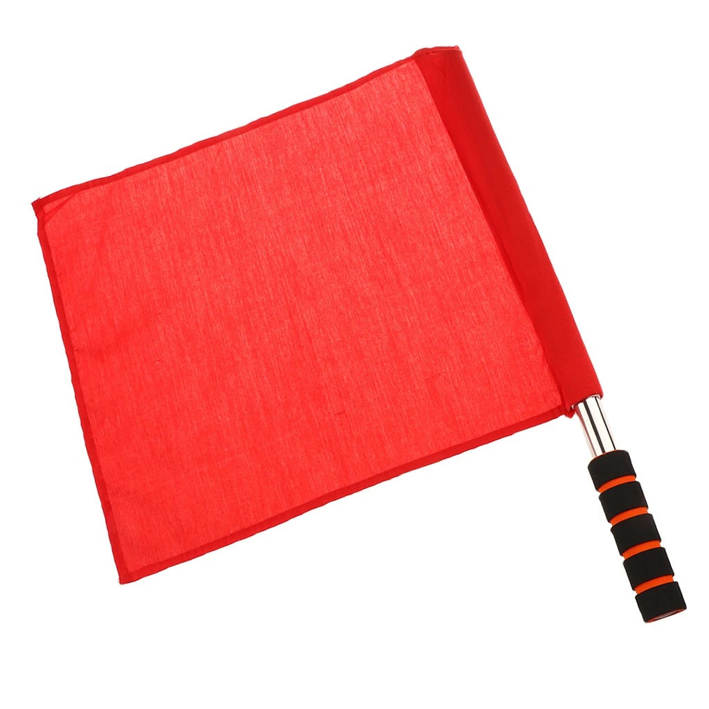 Lightweight Stainless Steel + Nylon Referee Football Soccer Hocky Lineman Flag Hand Flag Competition Flag Red