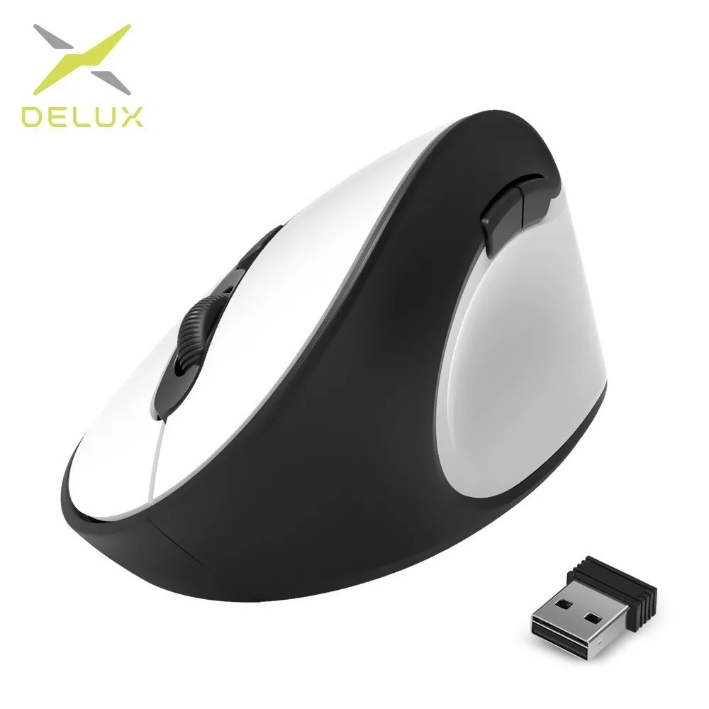 Delux M618SE 2,4G беспроводная мышь 6 кнопок 1600 dpi эргономичная Вертикальная оптическая офисная компьютерная мышь Беспроводная для ПК ноутбука - Цвет: White Wireless