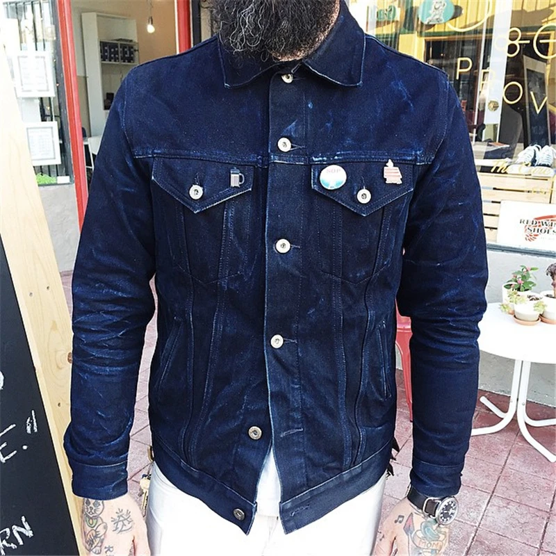 90% OFF Read Description! Asian size cotton 14.5 oz denim jacket casual stylish raw unwashed denim coat 316-0001